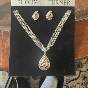 Bijoux Terner Silver Filigree Jewelry Set – Necklace & Earrings – NWT
